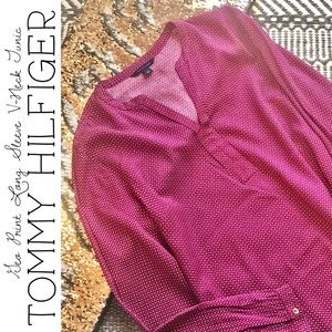 Tommy Hilfiger Geo Print Long Sleeve V-Neck Tunic